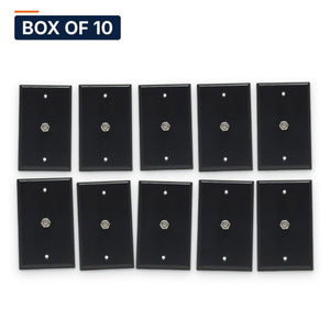 Conversions Tech Wall Plates Box of 10 ($1.49 ea) Coax Wall Plate, 1-Port F81, 1-Gang, Black | Female to Female F-Connector, 3 GHz | 500-101