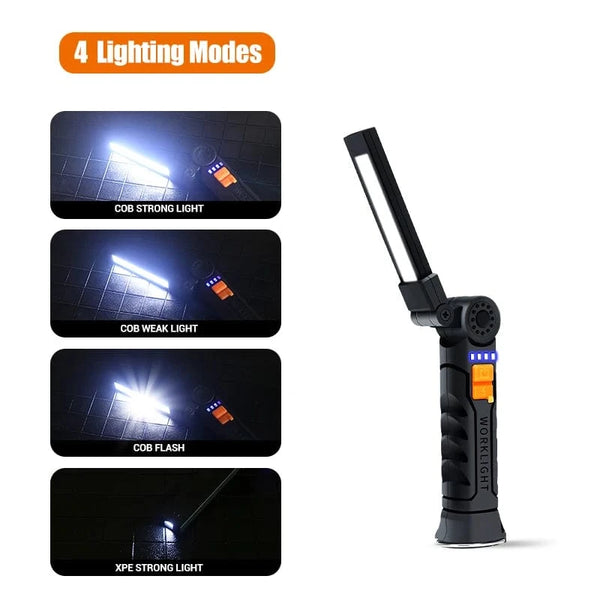 Conversions Tech Mini size COB LED Work Light Dimmable USB Rechargeable LED Flashlight Inspection Lamp With Magnetic Hook Power Bank 18650 Battery Torch