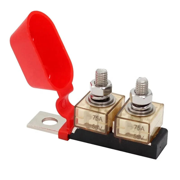 Conversions Tech 30-400A / 58V Compact Mount 30-300A Double MRBF Terminal Fuse Block for Marine Battery 5/16\" M8 Stud Low Breaking Capacity Ceramic Copper