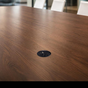 Conversions Tech Embedded Power Conference Table Power Grommet, Round, Black | 1 AC, 1 USB-C, 1 USB-A, 2-1/8 in Cutout | 1666-010
