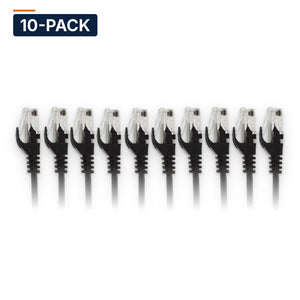 Conversions Tech Black Contractor Pack | Cat6 Patch Cables 7ft, 10-Pack
