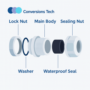 Conversions Tech Conversions Tech™ ½-inch NPT Nylon Cable Gland Light Gray