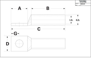 Conversions Technology Copper Long Barrel One Hole Compression Lug 1000 MCM 1/2-inch Bolt Size