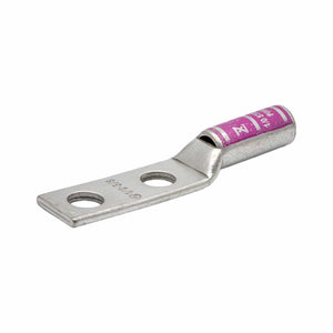 Conversions Technology Copper Long Barrel Two Hole Compression Lugs 1/0 AWG 3/8-inch Bolt Size
