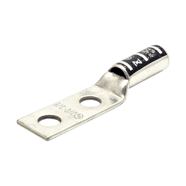 Conversions Technology Copper Long Barrel Two Hole Compression Lugs 2/0 AWG 3/8-inch Bolt Size