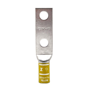 Conversions Technology Copper Long Barrel Two Hole Compression Lugs 250 MCM 3/8-inch Bolt Size