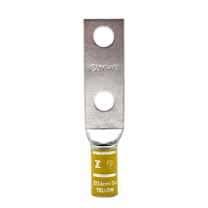 Conversions Technology Copper Long Barrel Two Hole Compression Lugs 250 MCM 3/8-inch Bolt Size