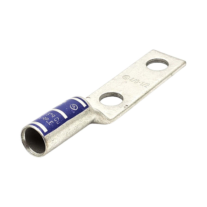 Conversions Technology Copper Long Barrel Two Hole Compression Lugs 4/0 AWG 1/2-inch Bolt Size
