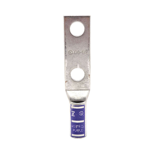 Conversions Technology Copper Long Barrel Two Hole Compression Lugs 4/0 AWG 1/2-inch Bolt Size