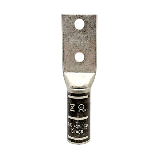 Conversions Technology Copper Long Barrel Two Hole Compression Lugs 750 MCM 1/2-inch Bolt Size