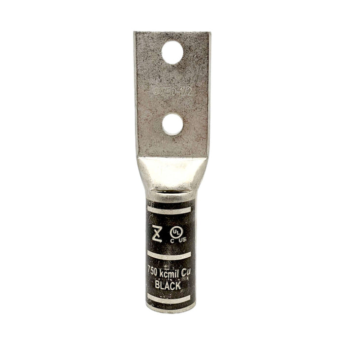 Conversions Technology Copper Long Barrel Two Hole Compression Lugs 750 MCM 1/2-inch Bolt Size