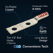 Conversions Technology Copper Long Barrel Two Hole Compression Lugs 8 AWG 1/2-inch Bolt Size