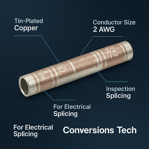 Conversions Tech Copper Long Length Compression Splice 2 AWG