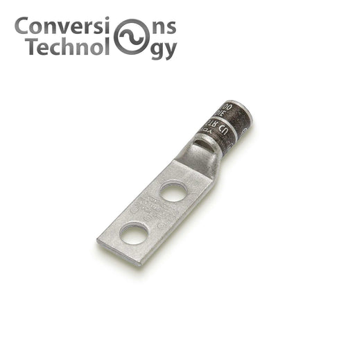 Conversions Technology Copper Short Barrel Two Hole Compression Lugs 2/0 AWG 1/4-inch Bolt Size