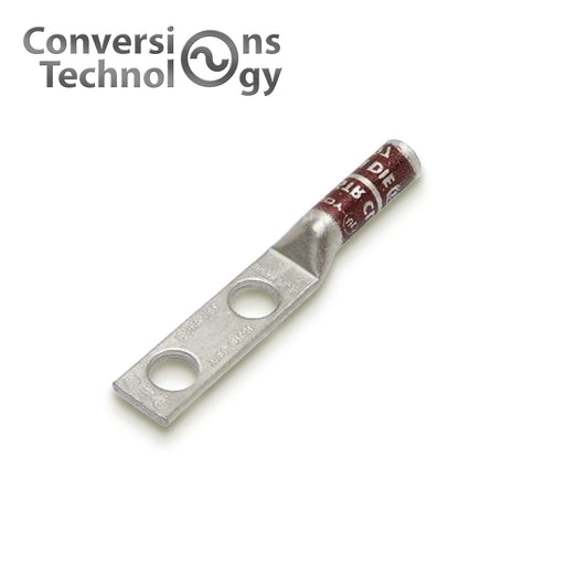 Conversions Technology Copper Short Barrel Two Hole Compression Lugs 2 AWG 5/16-inch Bolt Size