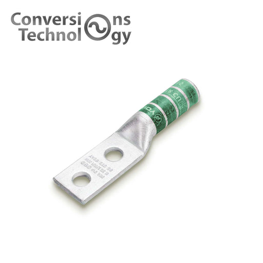 Conversions Technology Copper Short Barrel Two Hole Compression Lugs 600 MCM 3/8-inch Bolt Size