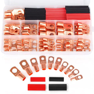 Conversions Tech Sc - copper wire lug 1 -  crimp terminals Copper Wire Lugs Terminal Connectors  64Pcs Battery Cable Lugs Ends and 66Pcs Heat Shrink Tubing (130PCS)