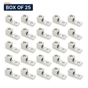 Conversions Tech Box of 25 ($1.08 ea) CT-T1H1-4A Mechanical Lug — 1-Conductor 1-Hole Dual-Rated AL/CU 14–4 AWG 1/4in Stud