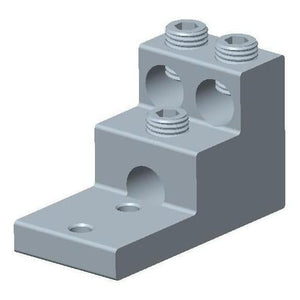 Conversions Tech Electrical > Connectors > Mechanical Connectors CT-T3H2-600 Panelboard Lug, 3-Conductor, 2-Hole | 2 AWG to 600 kcmil, Tin-Plated 6061-T6 Aluminum, cULus