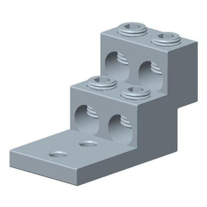 Conversions Tech Electrical > Connectors > Mechanical Connectors CT-T4H2-600-2NS Panelboard Lug, 4-Conductor, 2-Hole | 2 AWG to 600 kcmil, Tin-Plated 6061-T6 Aluminum, cULus