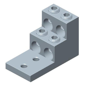 Conversions Tech Electrical > Connectors > Mechanical Connectors CT-T4H2-600 Panelboard Lug, 4-Conductor, 2-Hole | 2 AWG to 600 kcmil, Tin-Plated 6061-T6 Aluminum, cULus