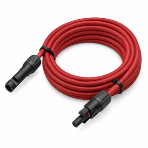 Conversions Tech Solar > PV Wire 75 ft / Red Custom MC4 Jumper Cable, 10 AWG PV Wire | Male to Female, 1500 V DC 30 A, UL 4703, Cut to Length 5–100 ft | 4904-CUSTOM