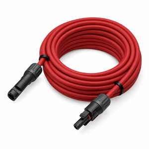 Conversions Tech Solar > PV Wire 25 ft / Red Custom MC4 Jumper Cable, 10 AWG PV Wire | Male to Female, 1500 V DC 30 A, UL 4703, Cut to Length 5–100 ft | 4904-CUSTOM