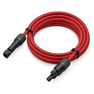 Conversions Tech Solar > PV Wire 20 ft / Red Custom MC4 Jumper Cable, 10 AWG PV Wire | Male to Female, 1500 V DC 30 A, UL 4703, Cut to Length 5–100 ft | 4904-CUSTOM