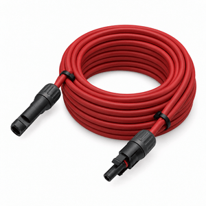 Conversions Tech Solar > PV Wire 15 ft / Red Custom MC4 Jumper Cable, 10 AWG PV Wire | Male to Female, 1500 V DC 30 A, UL 4703, Cut to Length 5–100 ft | 4904-CUSTOM