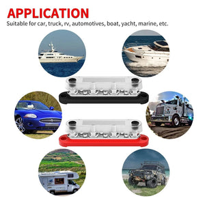 Conversions Tech DaierTek Car Terminal Block Negative Bus Bar 12V 150A Terminal Block 12V Power Distribution Block M8 Termianl Bus for Automotive