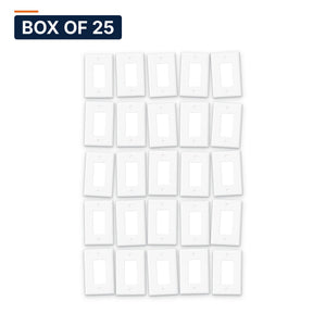 Conversions Tech Wall Plates Box of 25 ($0.40 ea) Decora Wall Plate, 1-Gang, White | Standard Screw Mount, Fits Decorator Inserts and Devices | 5200-701