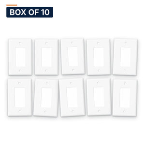 Conversions Tech Wall Plates Box of 10 ($0.41 ea) Decora Wall Plate, 1-Gang, White | Standard Screw Mount, Fits Decorator Inserts and Devices | 5200-701