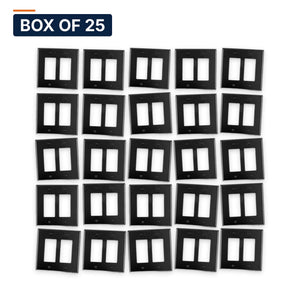 Conversions Tech Wall Plates Box of 25 ($0.48 ea) Decora Wall Plate, 2-Gang, Black | Standard Screw Mount, Fits Decorator Inserts and Devices | 5200-902