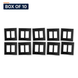 Conversions Tech Wall Plates Box of 10 ($0.59 ea) Decora Wall Plate, 2-Gang, Black | Standard Screw Mount, Fits Decorator Inserts and Devices | 5200-902