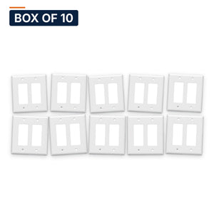 Conversions Tech Wall Plates Box of 10 ($0.59 ea) Decora Wall Plate, 2-Gang, White | Standard Screw Mount, Fits Decorator Inserts and Devices | 5200-702