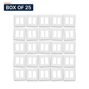 Conversions Tech Wall Plates Box of 25 ($0.48 ea) Decora Wall Plate, 2-Gang, White | Standard Screw Mount, Fits Decorator Inserts and Devices | 5200-702