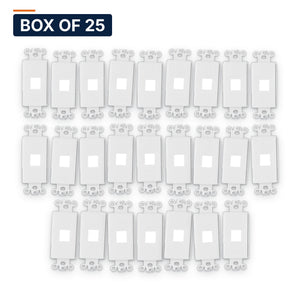 Conversions Tech Wall Plates Box of 25 ($1.84 ea) Decorator Keystone Insert, 1-Port, White | Fits Decora Wall Plates, Holds Cat6, HDMI, Coax Jacks | 400-201