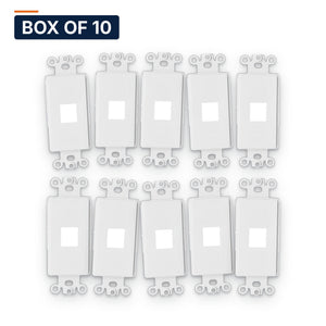 Conversions Tech Wall Plates Box of 10 ($1.99 ea) Decorator Keystone Insert, 1-Port, White | Fits Decora Wall Plates, Holds Cat6, HDMI, Coax Jacks | 400-201