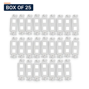Conversions Tech Wall Plates Box of 25 ($1.84 ea) Decorator Keystone Insert, 2-Port, White | Fits Decora Wall Plates, Holds Cat6, HDMI, Coax Jacks | 400-202