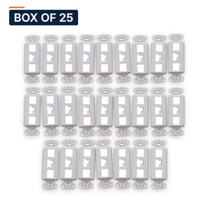 Conversions Tech Wall Plates Box of 25 ($1.84 ea) Decorator Keystone Insert, 3-Port, White | Fits Decora Wall Plates, Holds Cat6, HDMI, Coax Jacks | 400-203