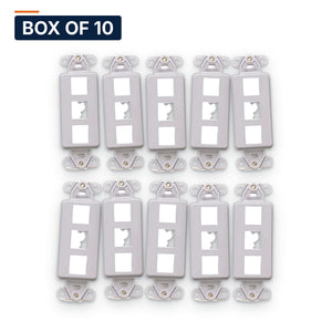 Conversions Tech Wall Plates Box of 10 ($1.99 ea) Decorator Keystone Insert, 3-Port, White | Fits Decora Wall Plates, Holds Cat6, HDMI, Coax Jacks | 400-203