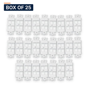 Conversions Tech Wall Plates Box of 25 ($1.84 ea) Decorator Keystone Insert, 4-Port, White | Fits Decora Wall Plates, Holds Cat6, HDMI, Coax Jacks | 400-204