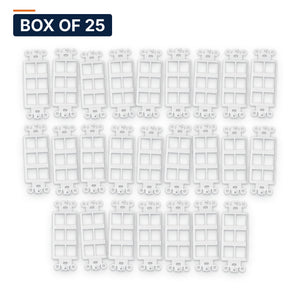 Conversions Tech Wall Plates Box of 25 ($1.84 ea) Decorator Keystone Insert, 6-Port, White | Fits Decora Wall Plates, Holds Cat6, HDMI, Coax Jacks | 400-206