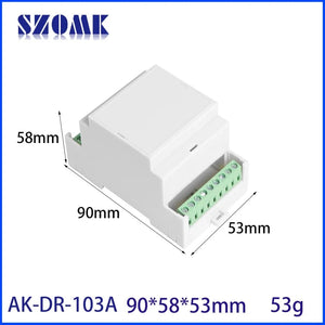 Conversions Tech AK-DR-103A Din-Rail Box PC Enclosure Electrical PCB Mount Bracket Plastic Enclosure Plc Connector Terminal Block Din Rail Enclosure