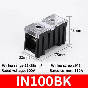 Conversions Tech IN100BK / 1Pcs DIN Rail Terminal Block IN411S IN30BK IN12BK High power split type junction box Wire connectors Copper terminal block 600V 30A