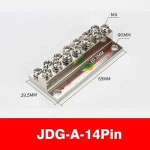 Conversions Tech JDG-A-14P / 1Pcs Double layer Terminal Block JDG-6/8/10/12Hole Land Row Zero Line Terminal Row Brass Power Distribution Cabinet Screw Connector