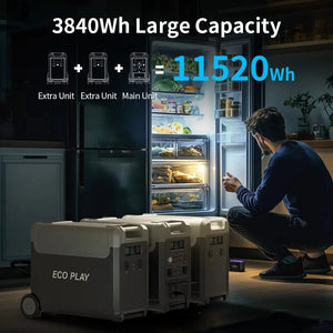 Conversions Tech ECOPLAY 3600W Portable Power Station Heavy-Duty Solar Panel Backup Power for Camping RV Off-Grid Emergency Built-In Flashlight