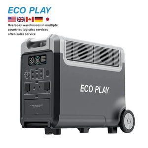Conversions Tech 3840Wh / 3600W / Black|US ECOPLAY 3600W Portable Power Station Heavy-Duty Solar Panel Backup Power for Camping RV Off-Grid Emergency Built-In Flashlight