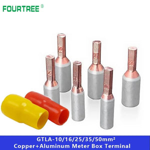 Conversions Tech GTLA-50mm2 / 30Pcs Electric Meter Box Pin Terminal Copper-Aluminum Wire Cable Lugs Bare Connector GTLA-10/16/25/35/50mm2 With Insulation Sheath