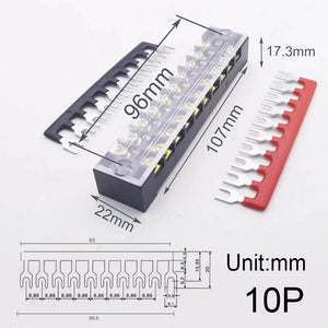 Conversions Tech 10P Block Strip 15A Electrical Screw Terminal Block Strip Fix Insulated Barrier Strip Wire Connector Cable Contact Diy Electronic Electric Connector